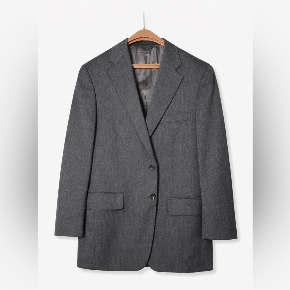 Vintage 100% Wool Blazer 40R Made in USA Charcoal Gray Classic Tailored Jacket